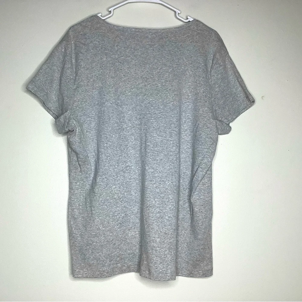< Tommy Hilfiger Classic Grey Split Neck Tee > - Picture 6 of 6